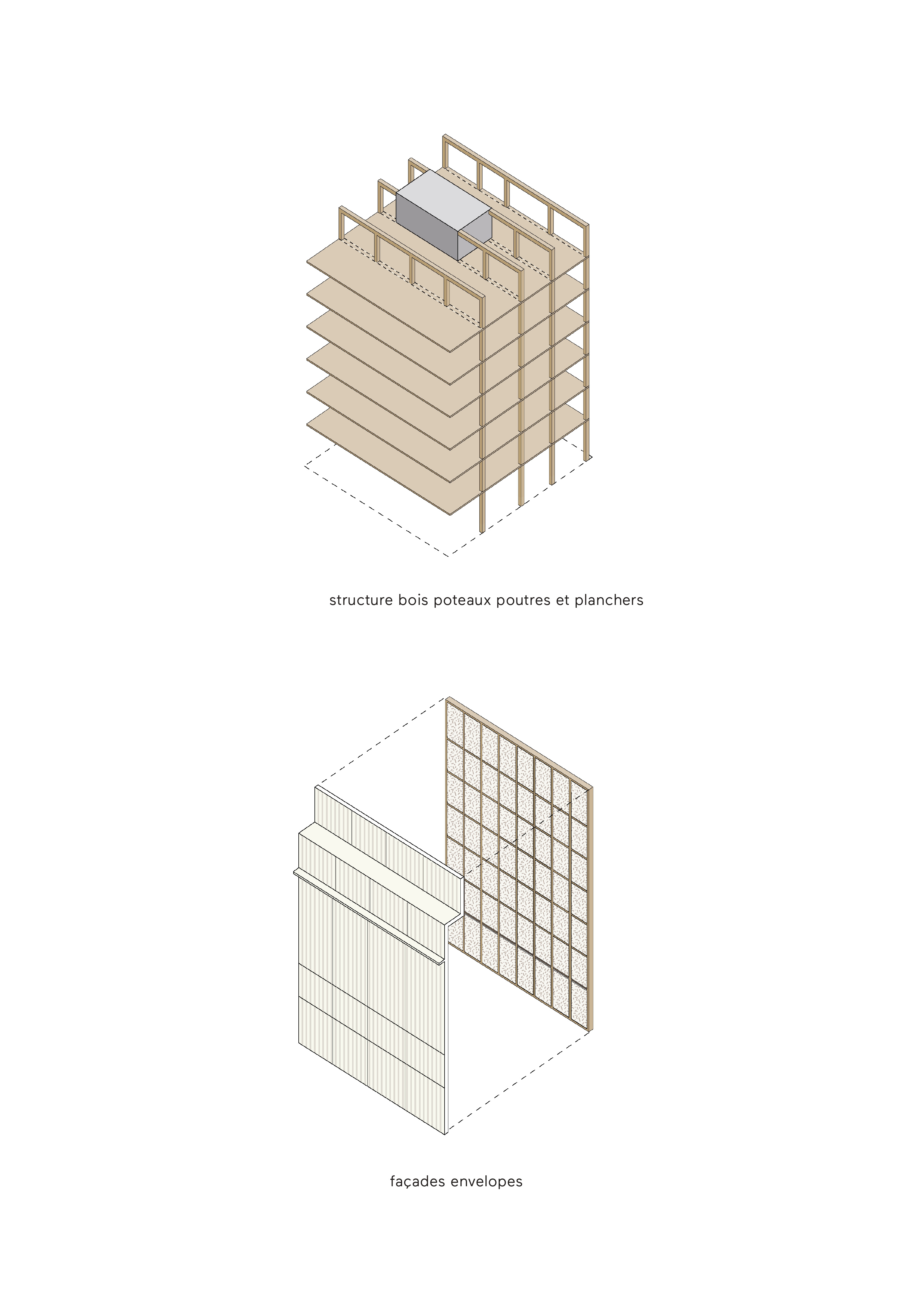 Axo générale plancher et poteaux avec légende page 0001