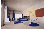 Villa E 1027, Eileen Gray et Jean Badovici, vue du salon, photographie rehaussée au pochoir, 1929 - Crédit photo : DR  