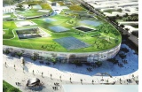 Le projet de BIG pour Europa City, vue nord, zoom ®BIG-EUROPACITY - Crédit photo : DR  