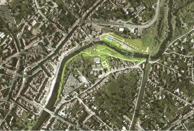 Aménagement des berges, plan de masse<br/> Crédit photo : DR  