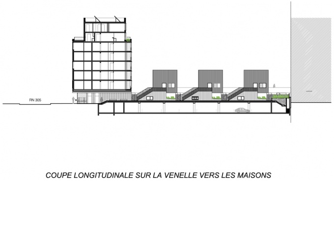 Coupe longitudinale vers les maisons<br/> Crédit photo : DR  