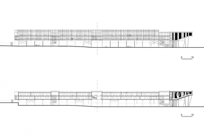 Façade et coupe longitudinale<br/> Crédit photo : DR  