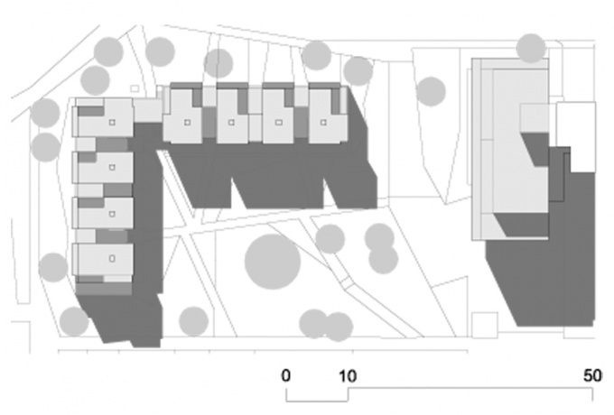 38 logements sociaux à Eaubonne, plan de masse<br/> Crédit photo : DR  