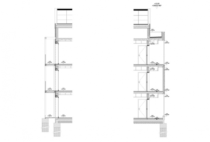 35 logements destinés aux personnes âgées, Vieux-Thann, coupe sur les balcons et les circulations<br/> Crédit photo : DR  