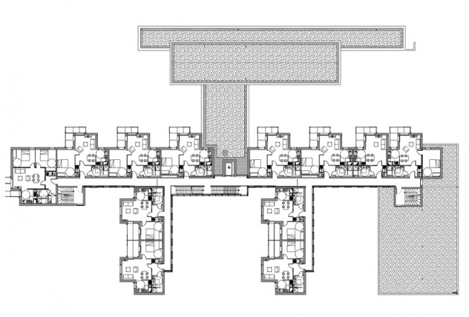 35 logements destinés aux personnes âgées, Vieux-Thann, plan d'étage courant<br/> Crédit photo : DR  