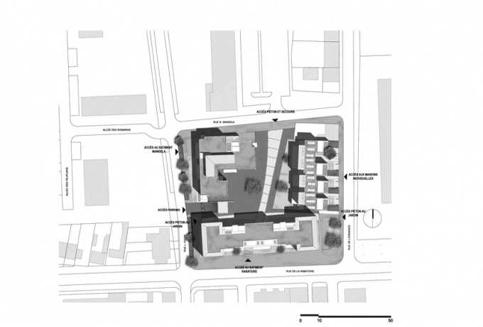 46 logements, Saint-Pierre-des-Corps, plan de masse<br/> Crédit photo : DR  