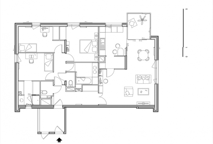 46 logements, Saint-Pierre-des-Corps, plan d'un logement 4 pièces<br/> Crédit photo : DR  