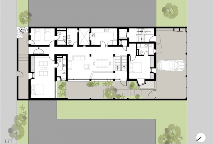 Résidence Vasant Vihar, New Delhi, plan de l'appartement du rez-de-chaussée<br/> Crédit photo : DR  