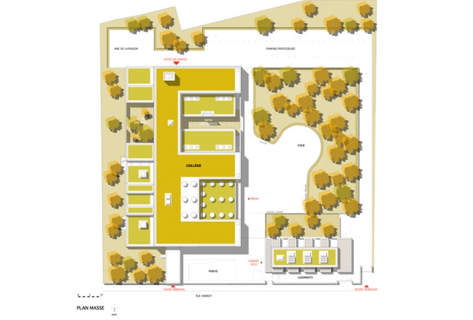 Collège Edouard Hérriot, Chenôve, plan de masse<br/> Crédit photo : DR  