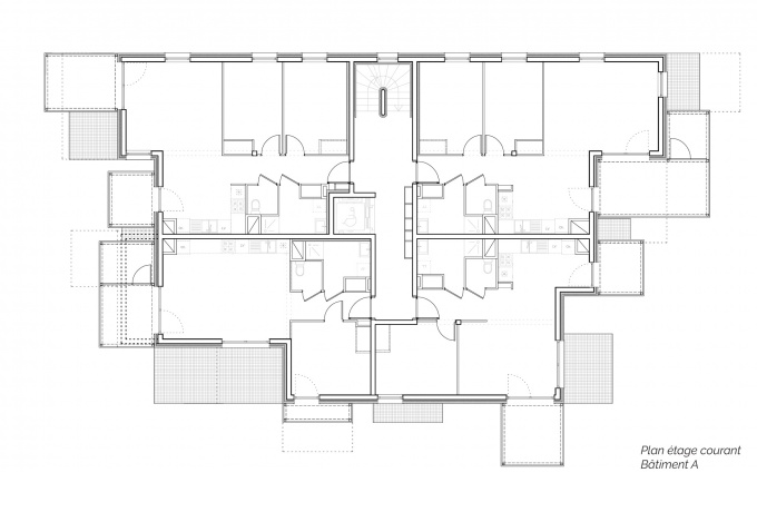 Plan d'étage courant bâtiment A